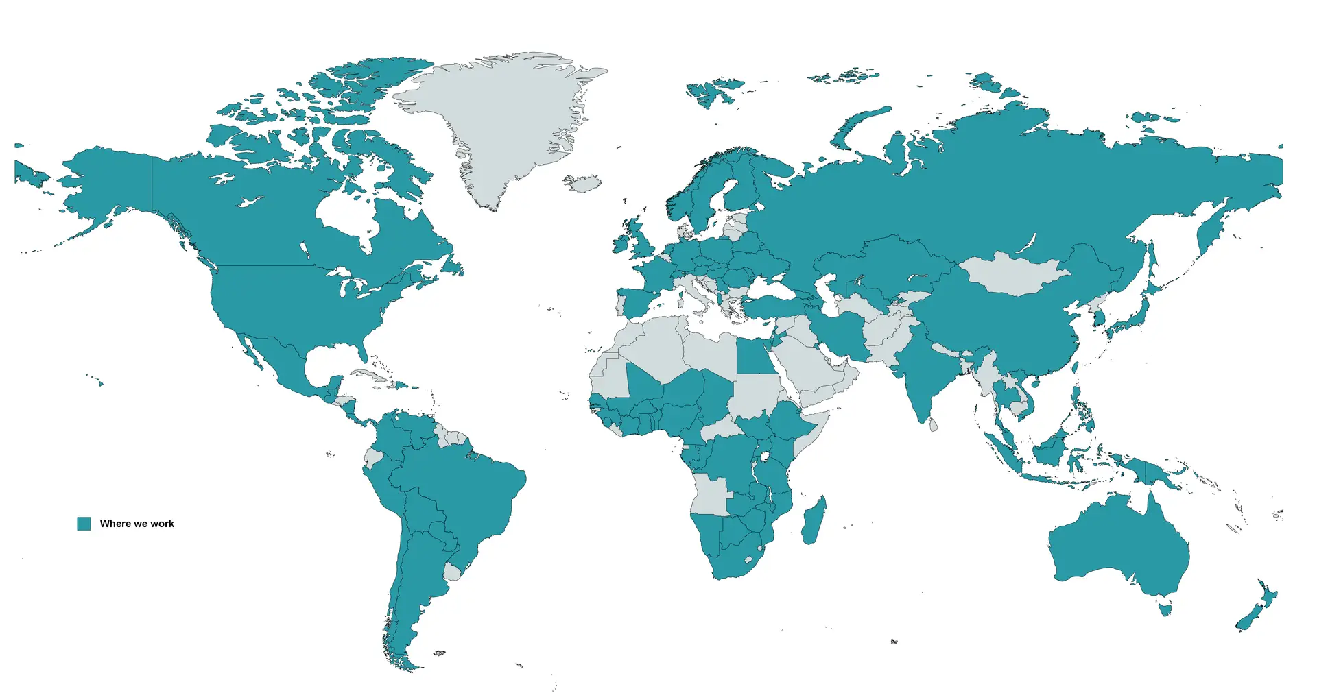 A map showing where we work